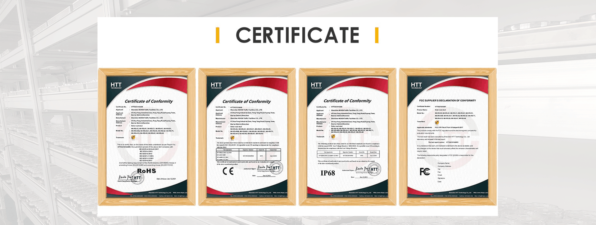 solar road stud certificate